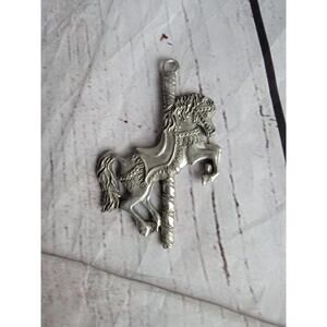 Vintage Pewter Carousel Horse Ornaments Apx 4X 3 Inches